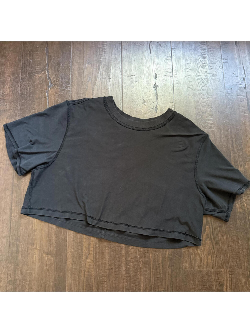 Lululemon All Yours Black Cropped T Shirt Cotton Fitness Pilates Yoga Athleisure